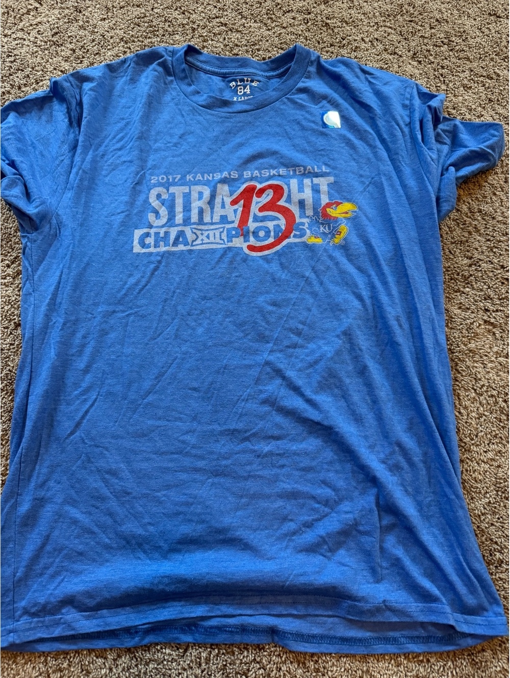 Blue 84 2017 Kansas Jayhawks Basketball Straight 13th Champions T-Shirt XL